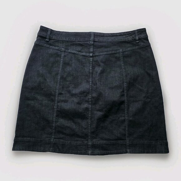 Chaps Denim Skirt Womens 20W Black Button Front Pockets Stretch Grunge Plus Size - Picture 2 of 15